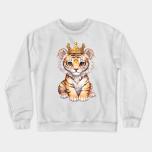 Watercolor Bengal Tiger Wearing a Crown Crewneck Sweatshirt